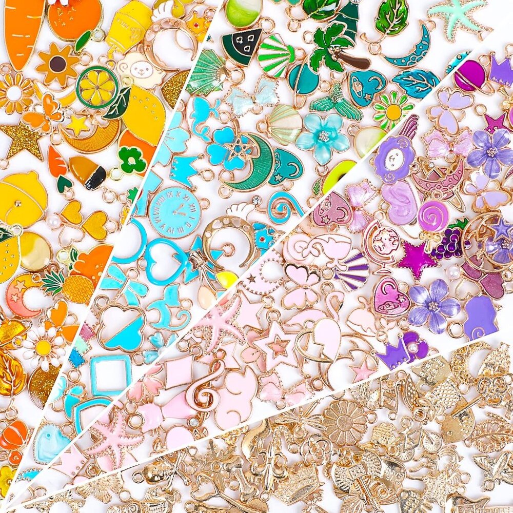200Pcs Bracelet /Earring Charms Wholesale Bulk Jewelry Making Charms Gold Plated